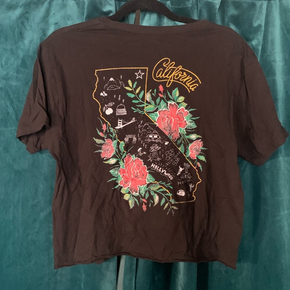 Faded Black California Landmarks Graphic Crop Top T-Shirt